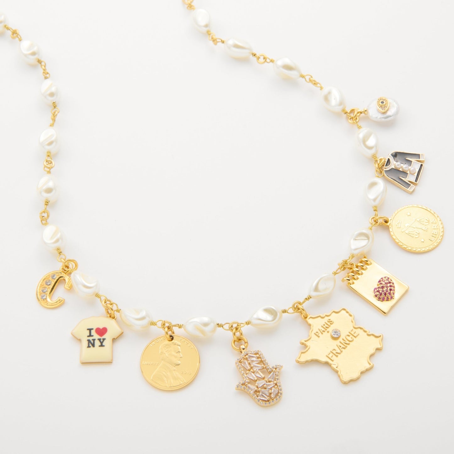 Custom Charm Pearl Necklace - John Wind Jewelry