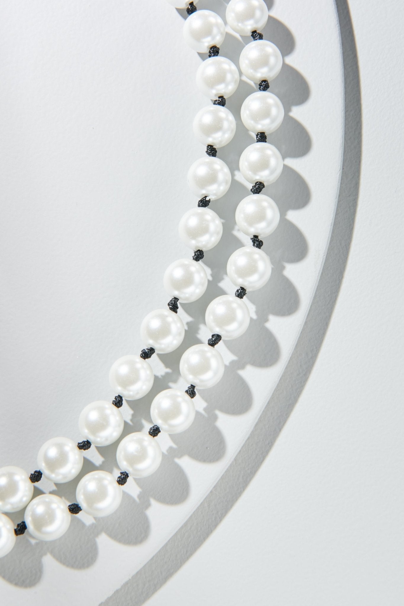 38” Black or Saddle & 10mm Knotted Pearl Necklace - John Wind Maximal Art