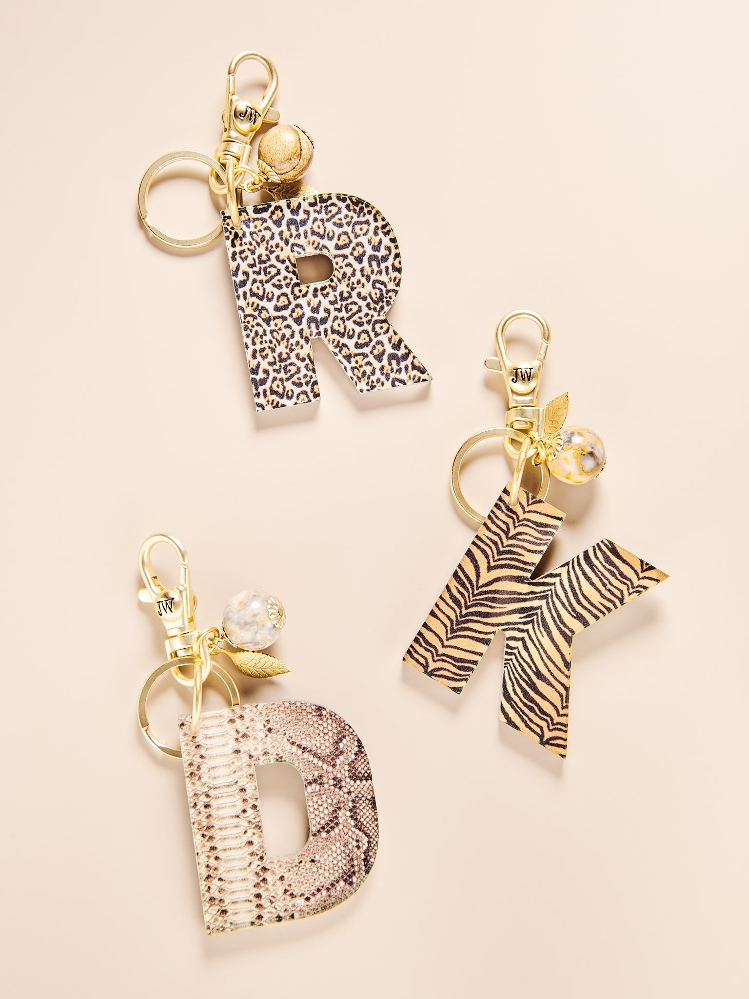Animal Print Initial Keychains/Bag Charms A