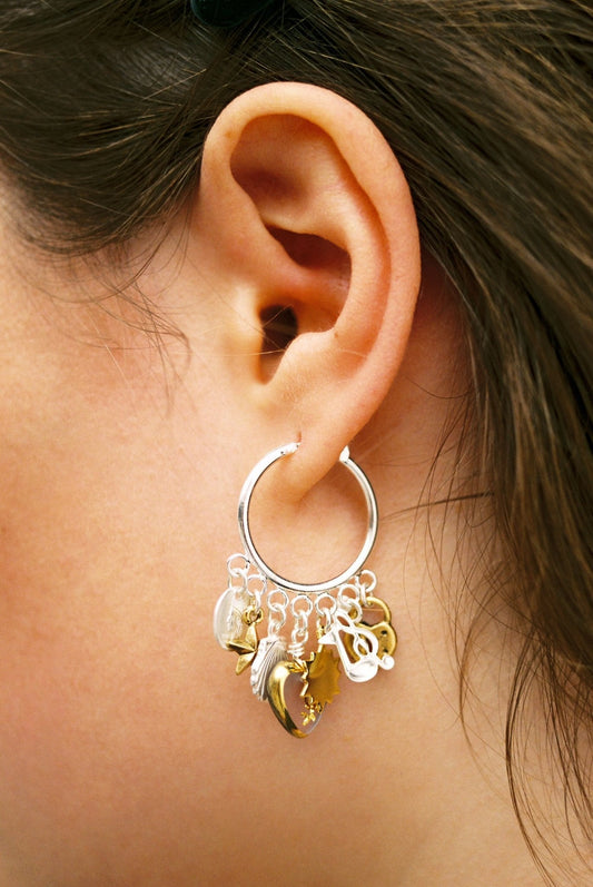 "Punk It Up!" Petite Charm Hoops, Two-Tone - John Wind Maximal Art