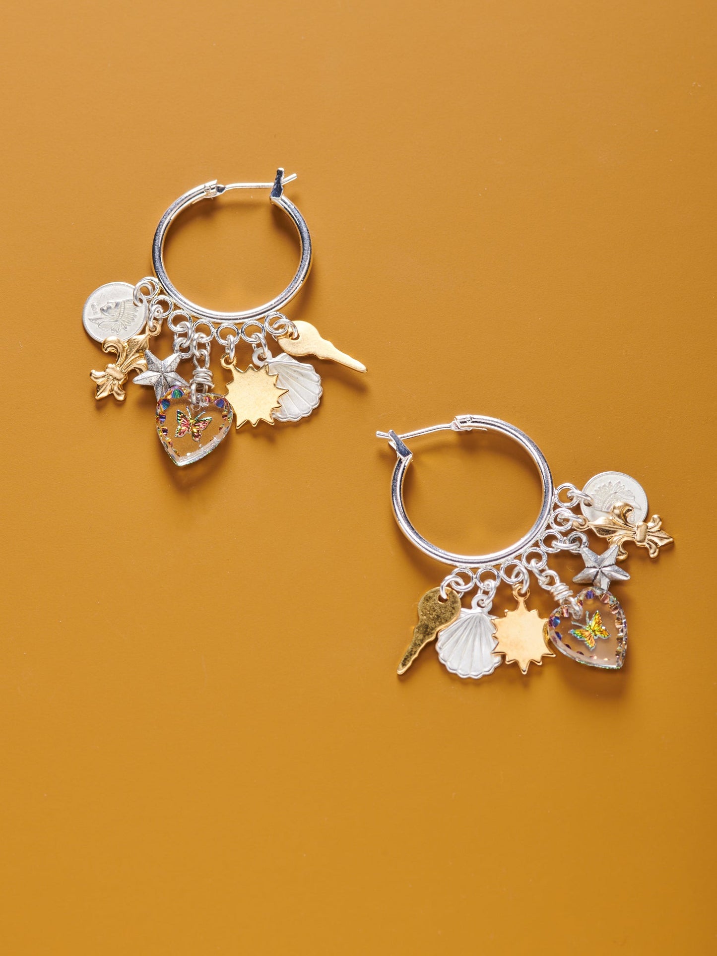 "Punk It Up!" Petite Charm Hoops, Two-Tone - John Wind Maximal Art
