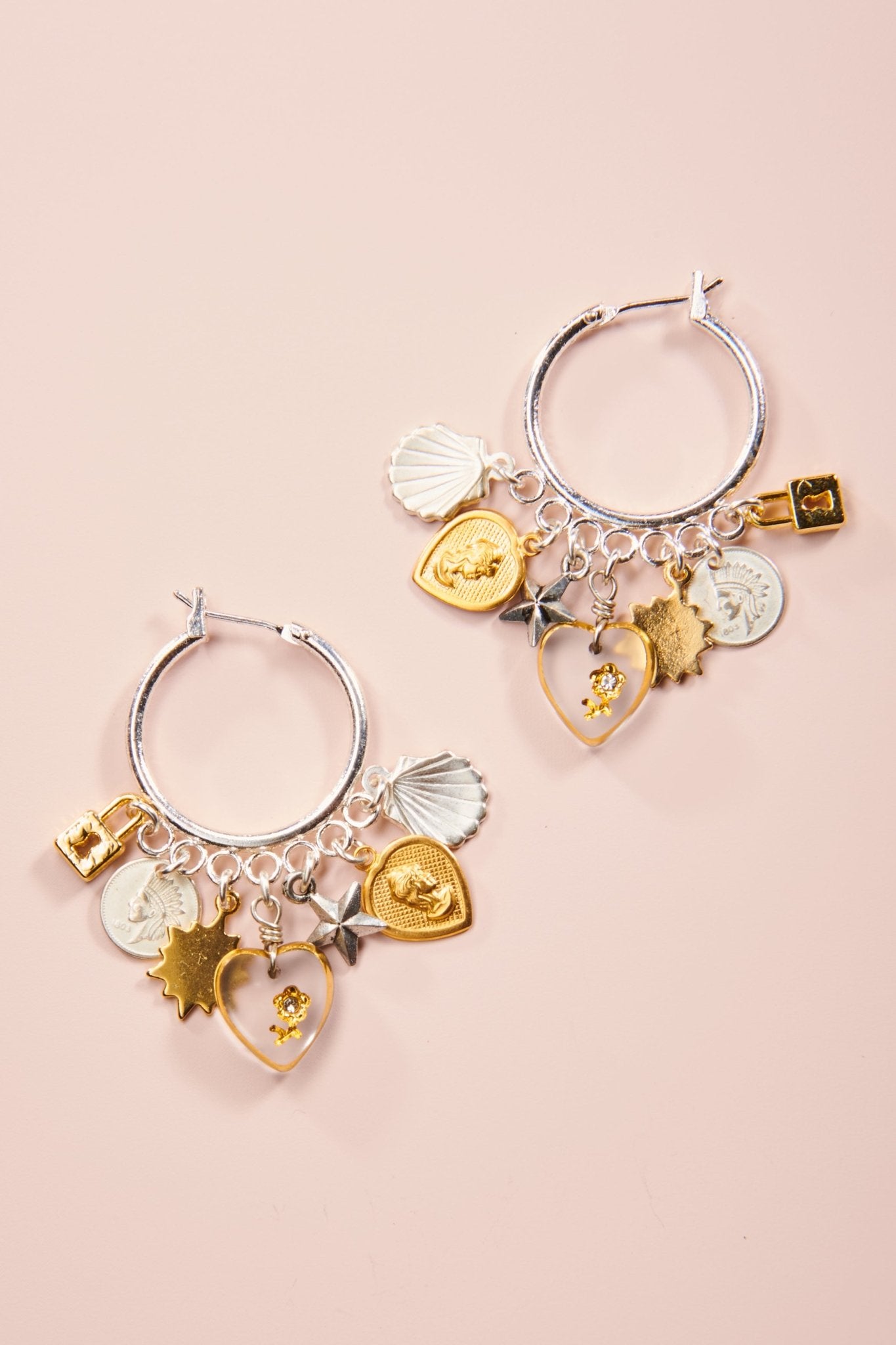 "Punk It Up!" Petite Charm Hoops, Two-Tone - John Wind Maximal Art