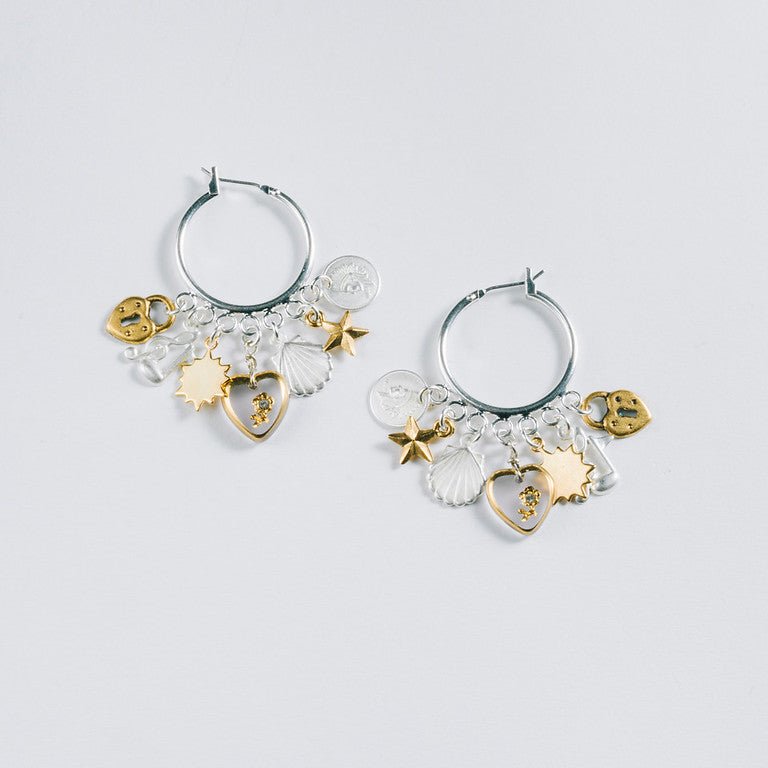 "Punk It Up!" Petite Charm Hoops, Two-Tone - John Wind Maximal Art
