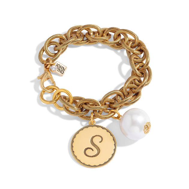 24K Gold Plated Bold Font Monogram Triple Initial Personalized Bracelet,  Bracelets, Name Factory