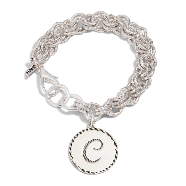 Sterling Silver Monogram Charm Bracelet with Monogram Charm