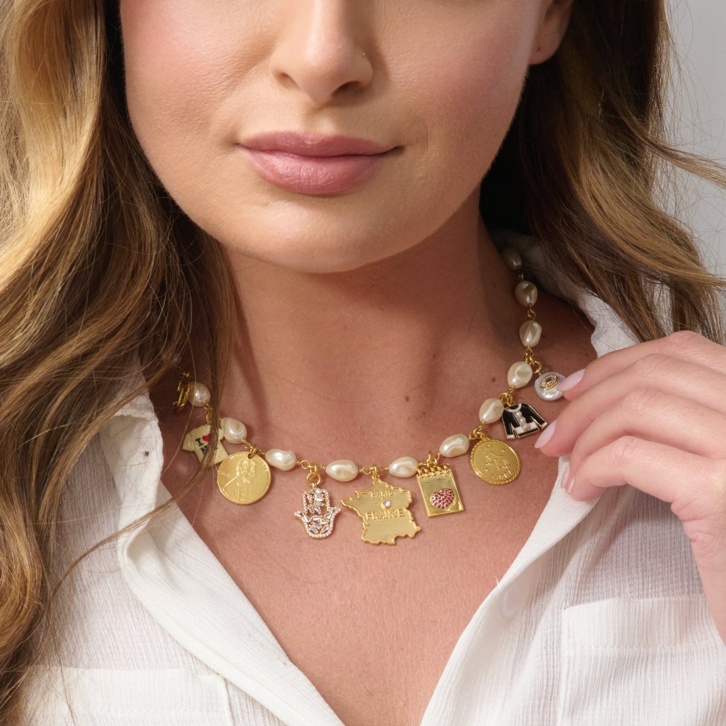 Custom Charm Pearl Necklace - John Wind Jewelry