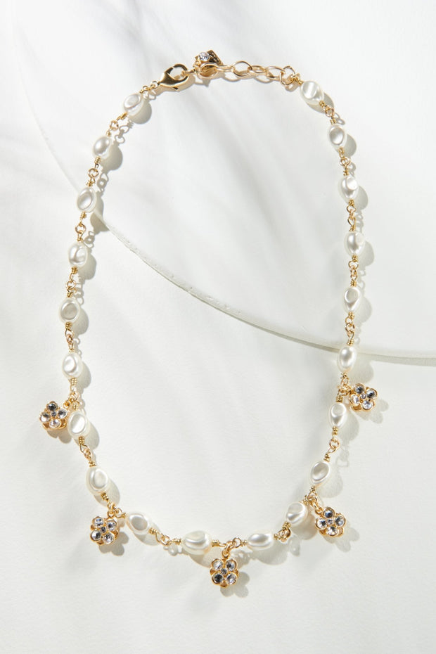 18" Petite Baroque & Crystal Flower Necklace - John Wind Maximal Art