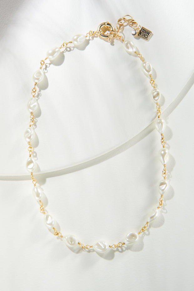 18" Petite Baroque Pearl Necklace, Cream or Silver - John Wind Maximal Art