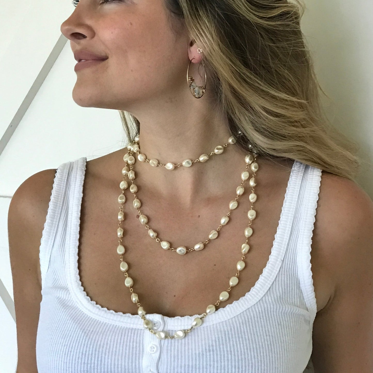 18" Petite Baroque Pearl Necklace, Cream or Silver - John Wind Maximal Art