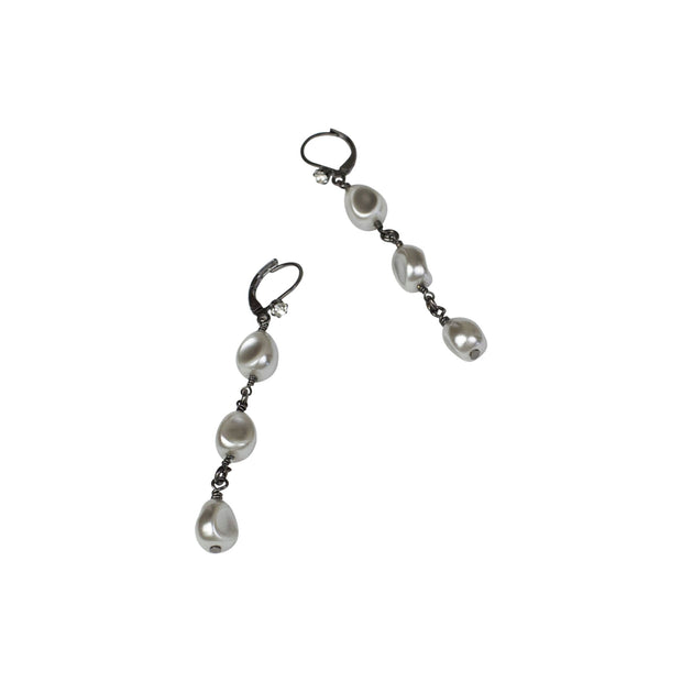 2.5" Petite Platinum Drop Baroque Pearl Earring - John Wind Maximal Art