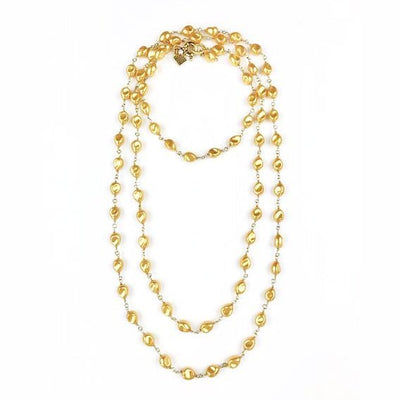 60" Petite Gold Baroque Pearl Necklace - John Wind Jewelry
