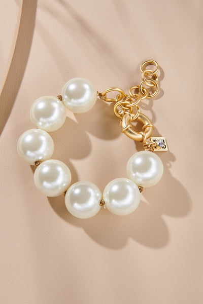 9” Saddle & Crème 17mm Knotted Pearl Bracelet - John Wind Maximal Art