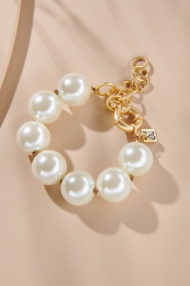 9” Saddle & Crème 17mm Knotted Pearl Bracelet - John Wind Maximal Art