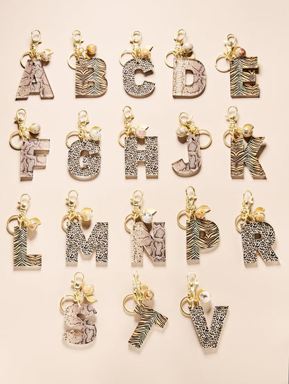 Animal Print Initial Keychains/Bag Charms - John Wind Maximal Art