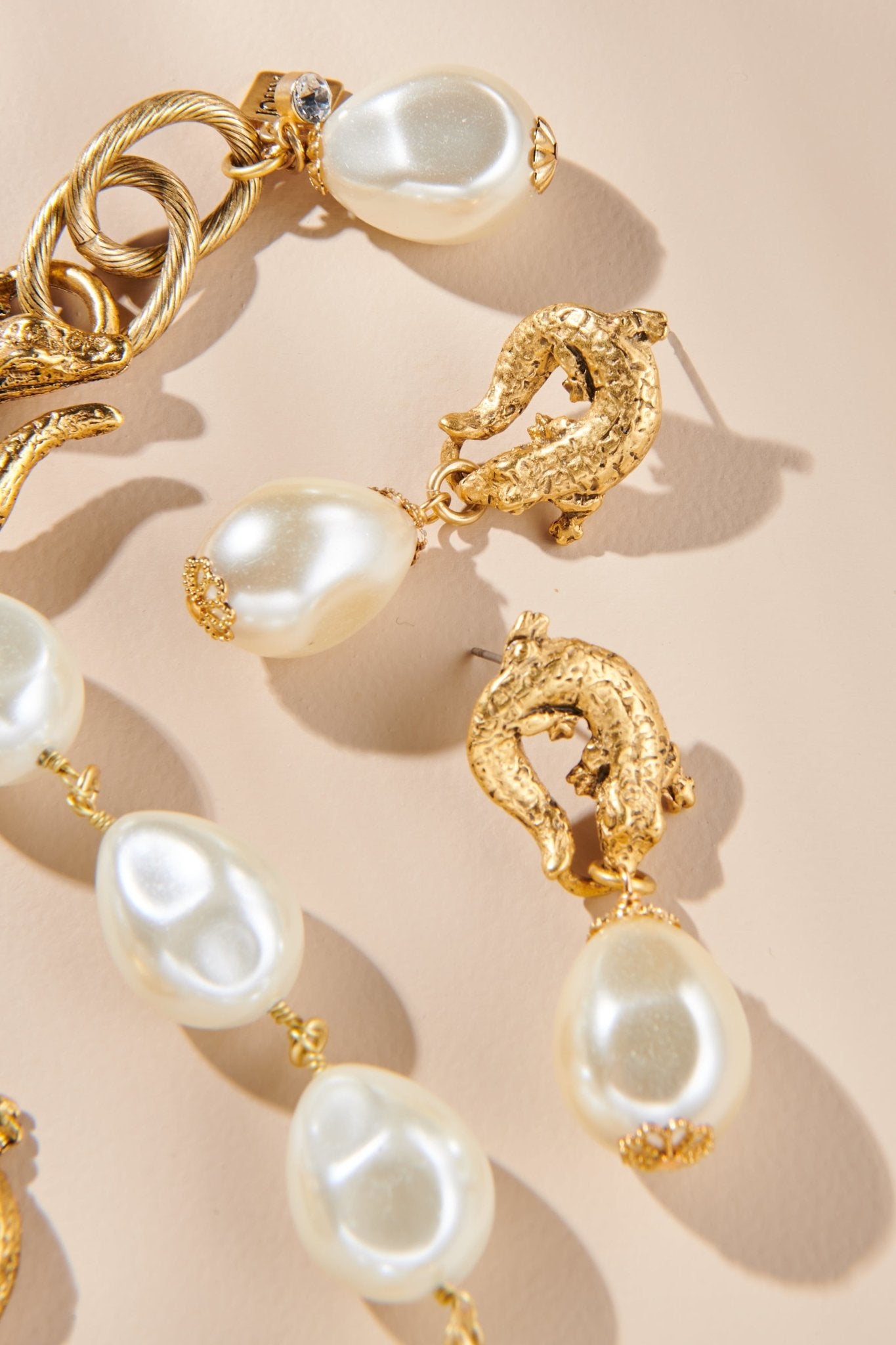 Baroque Pearl and Gator Drop Earring