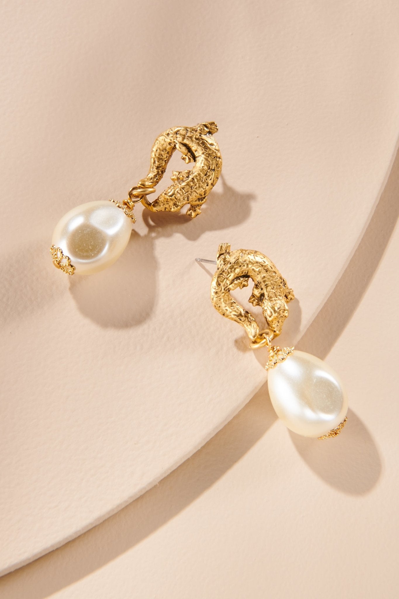 Baroque Pearl and Gator Drop Earring - John Wind Maximal Art