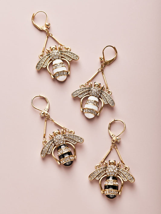 Crystal Swing Bee Earrings - John Wind Maximal Art