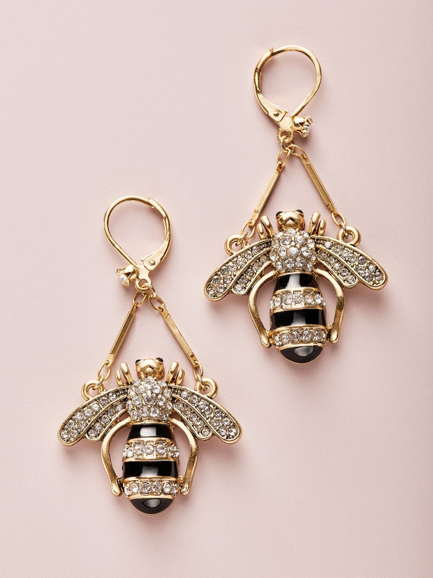 Crystal Swing Bee Earrings - John Wind Maximal Art