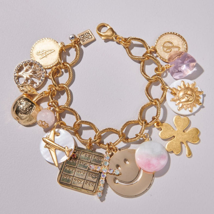 Love Symbol Charm Bracelet For Girls In 18K Yellow Gold