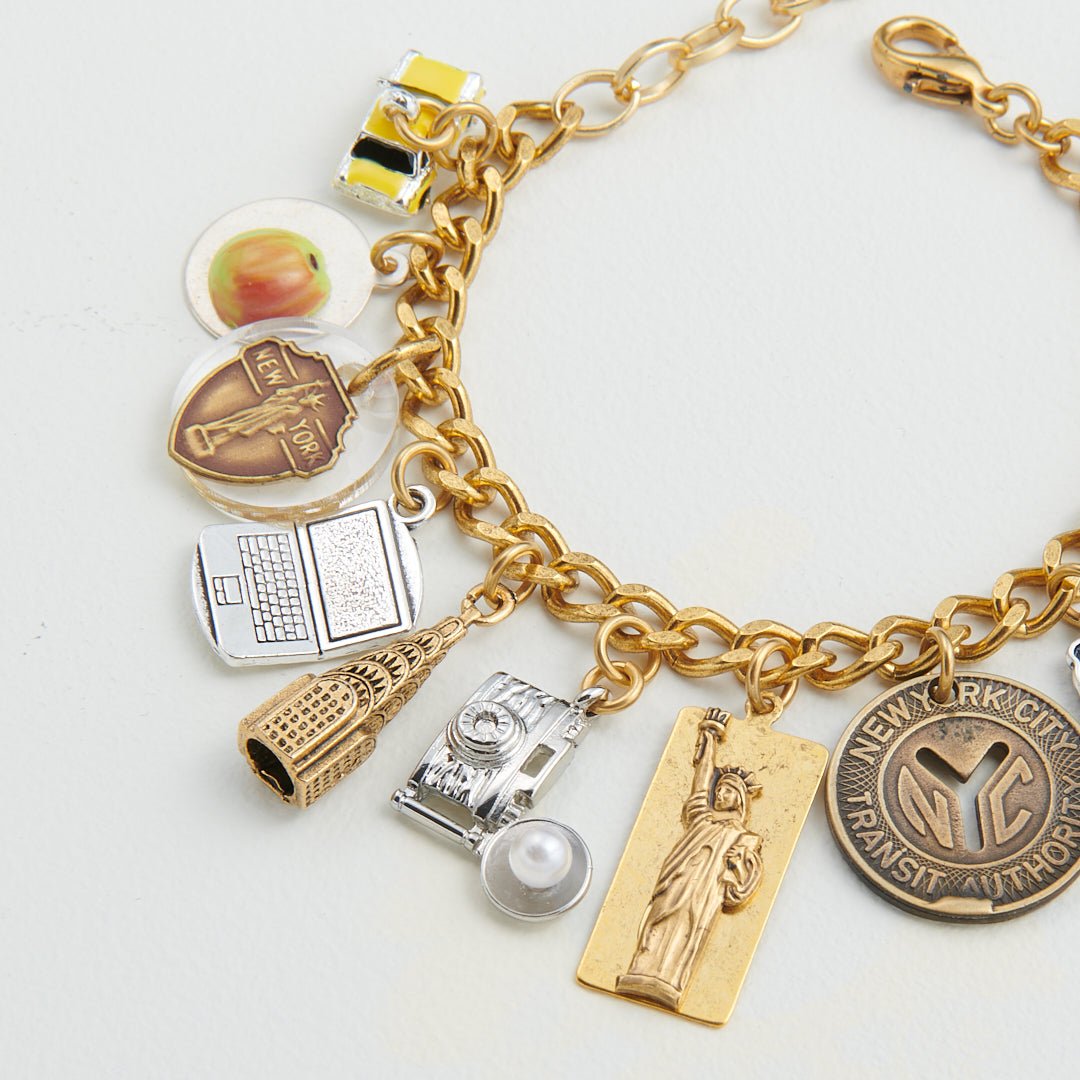 John Wind 'Uptown Girl' Monogram Charm Bracelet – Cotton Pearl & Maximal Art Jewelry – 8.5 Inch