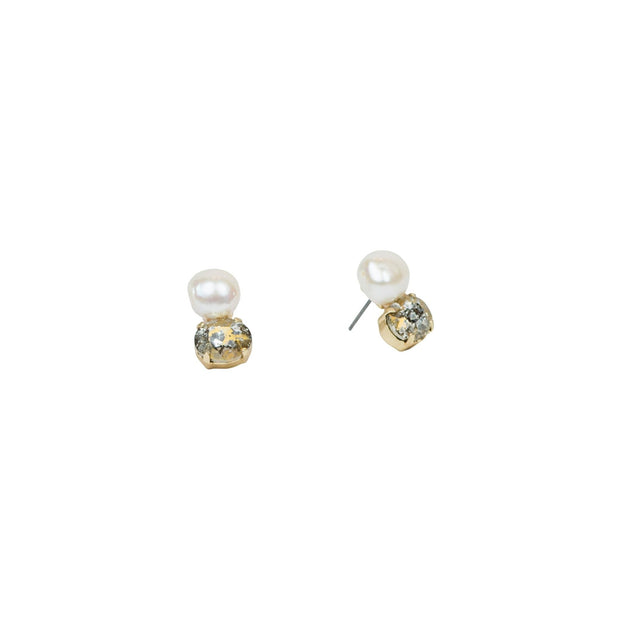 Petite Baroque Pearl and Crystal Post Earring; Rose, Gold & Silver - John Wind Maximal Art