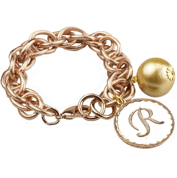 Rose Gold Sorority Gal Initial Bracelet - John Wind Maximal Art