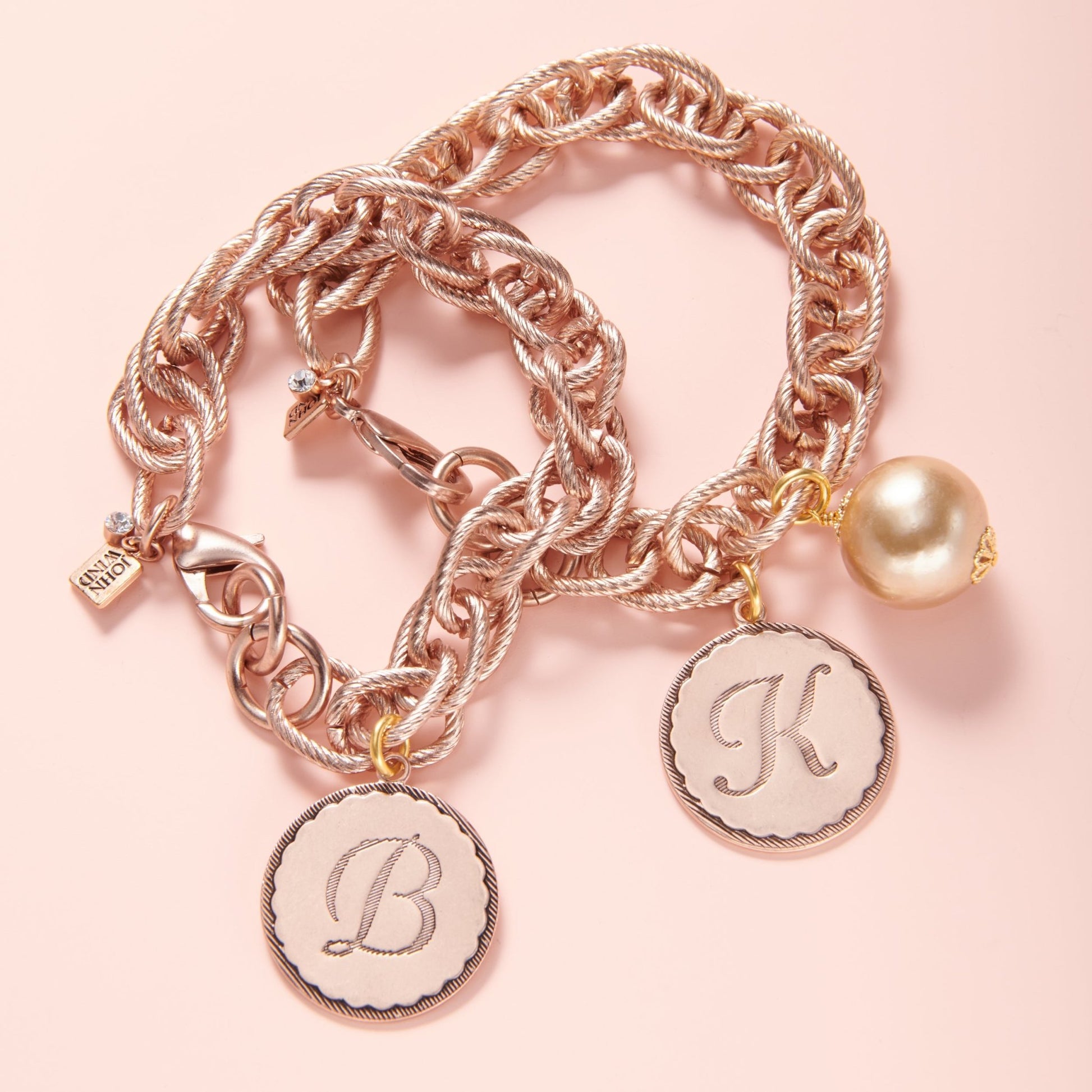 Rose Gold Sorority Gal Initial Bracelet - John Wind Maximal Art