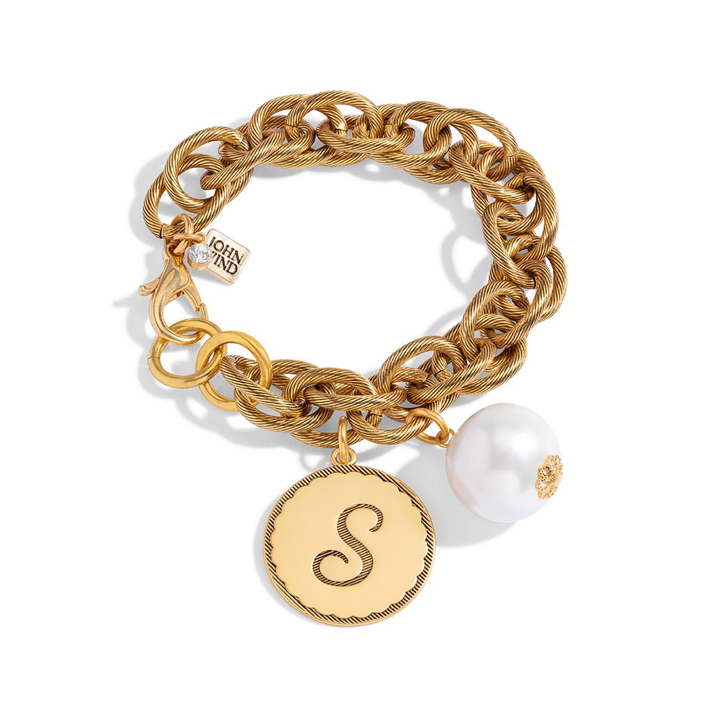 sorority gal cotton pearl initial bracelet 420559