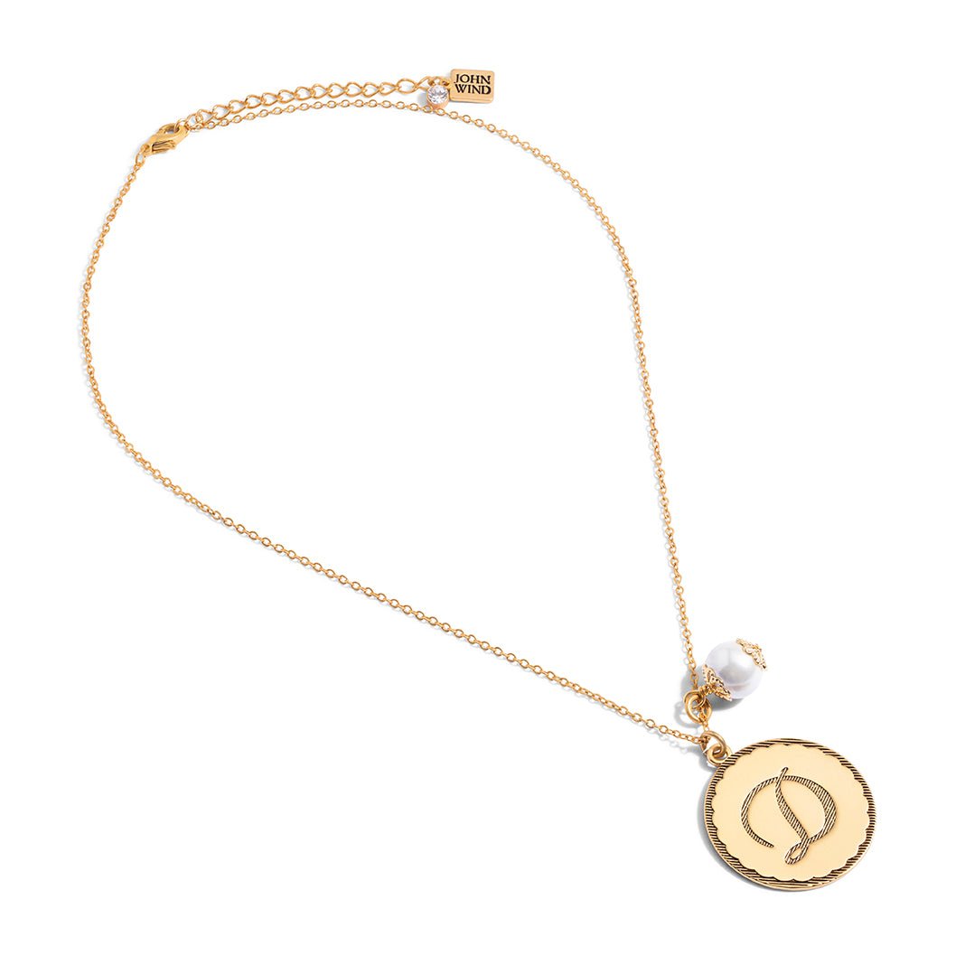 Sorority Gal Cotton Pearl Initial Necklace - Main Image